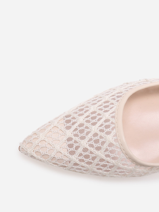 Ballerines slingback en crochet beiges