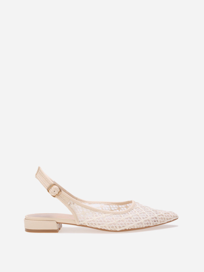 Ballerines slingback en crochet beiges