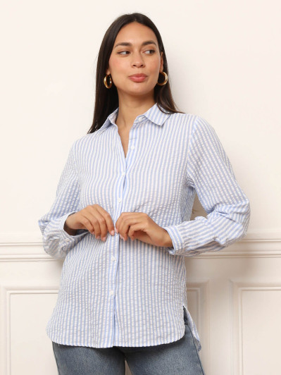 Chemise à rayures en matière gaufrée