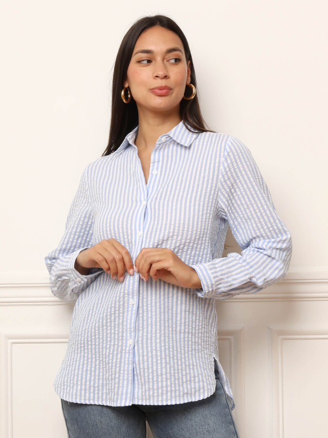 Chemise à rayures en matière gaufrée
