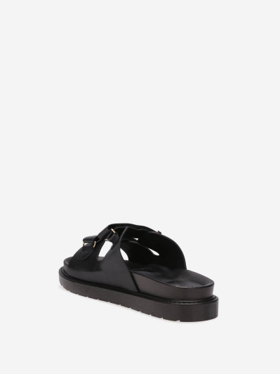 Mules noires en simili avec brides à scratch