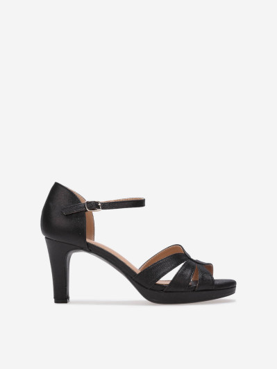 Sandales noires pailletées à brides asymétriques