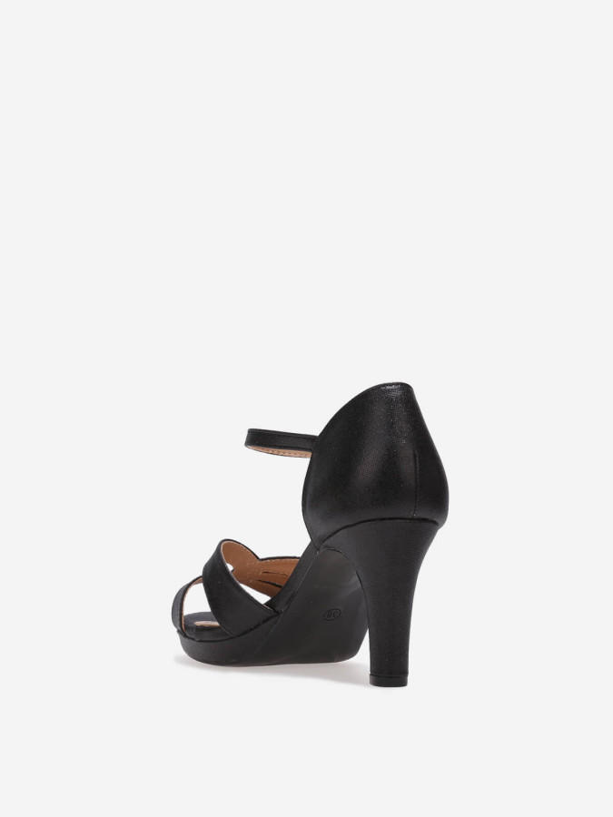 Sandales noires pailletées à brides asymétriques