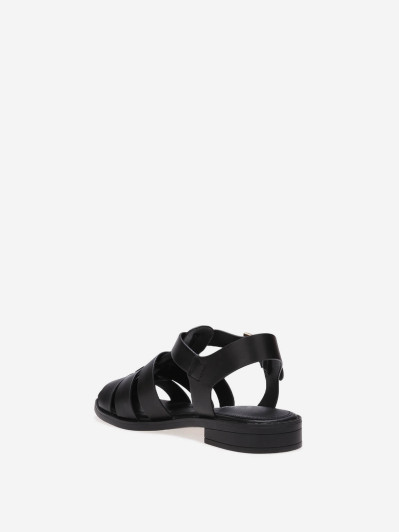 Sandales noires style méduse à bout fermé et boucle dorée