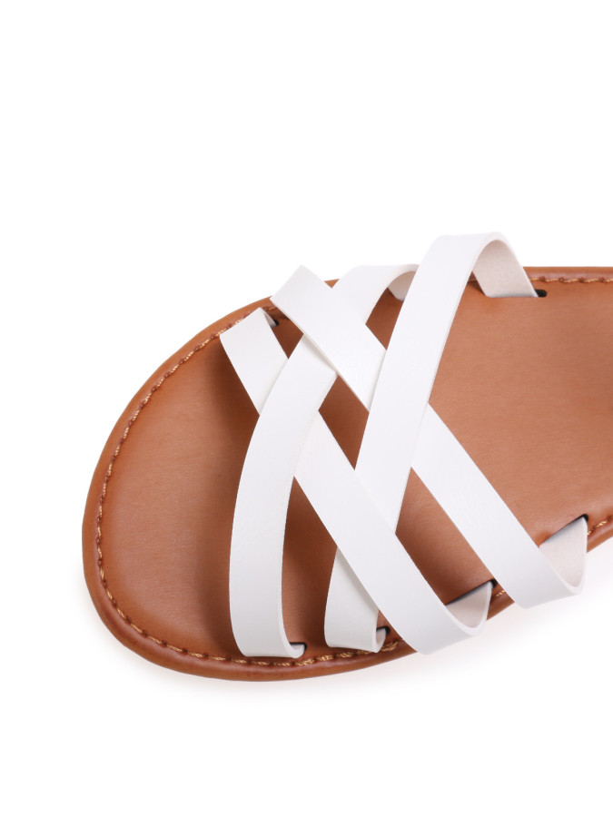 Sandales spartiates plates blanches