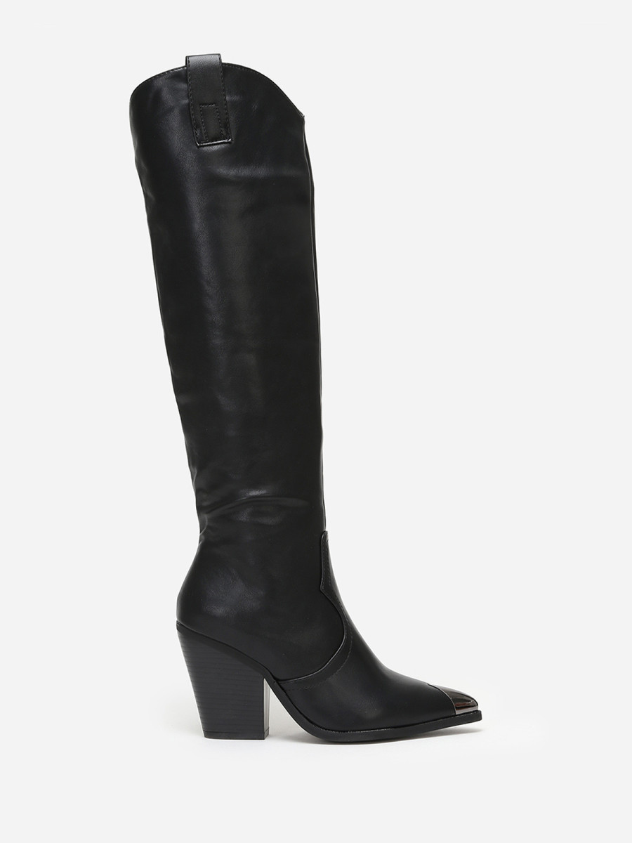 Bottes santiags noire à bout métallique