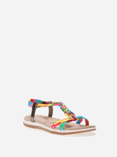 Sandales multicolores à brides croisées et tressées