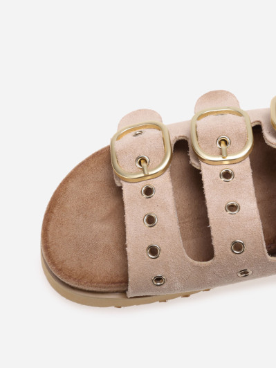 Sandales avec brides à œillets taupe