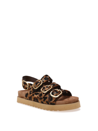 Sandales avec brides à œillets léopard