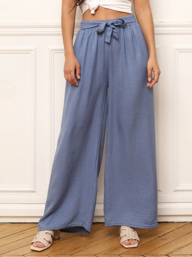 Pantalon ample bleu à nouer