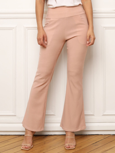 Pantalon évasé à taille haute rose