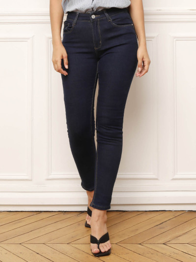 Jeans slim brut taille haute