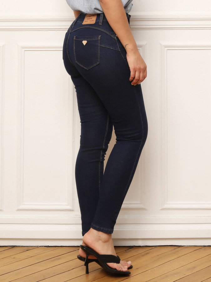 Jeans slim brut taille haute