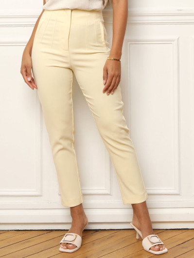 Pantalon droit taille haute jaune