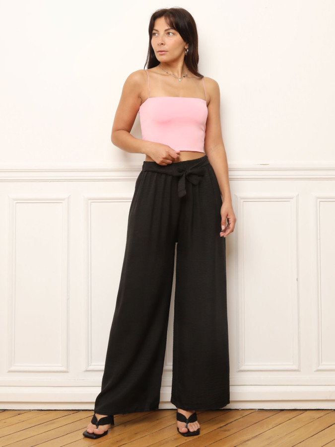 Crop top bandeau à fines bretelles rose