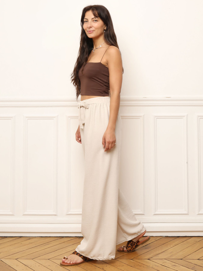 Pantalon ample beige à nouer