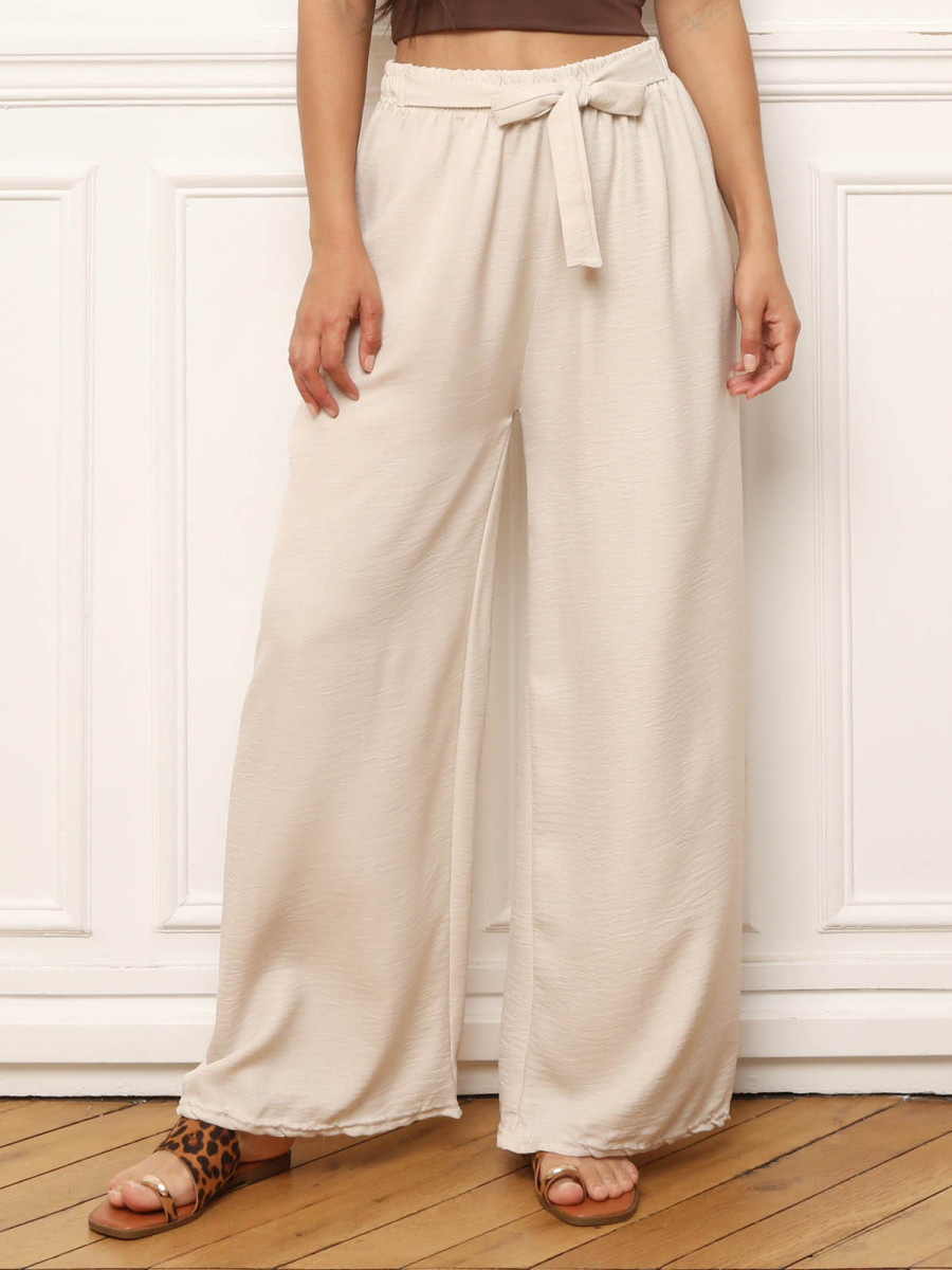 Pantalon ample beige à nouer