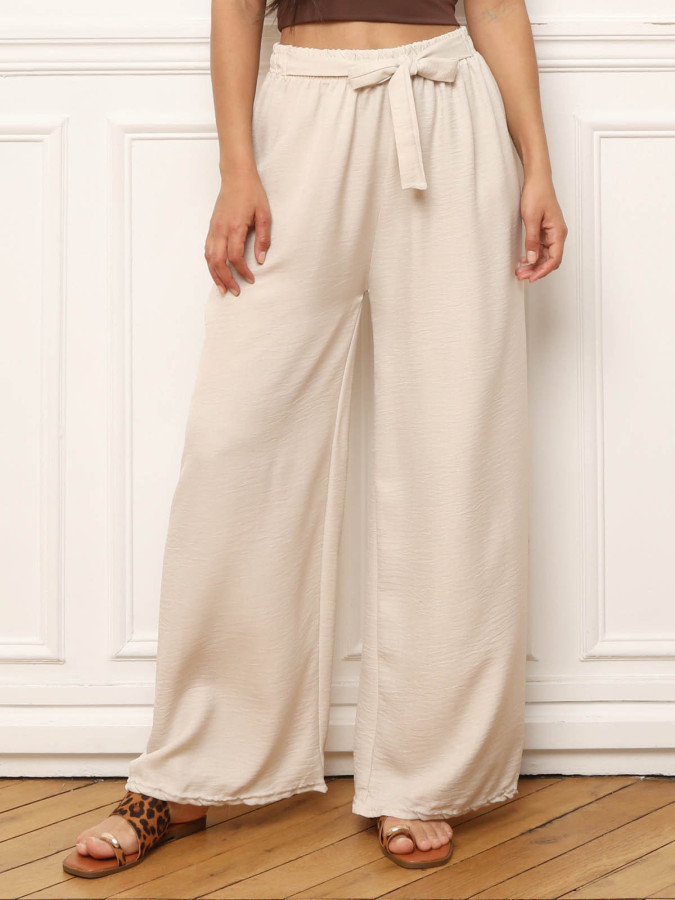 Pantalon ample beige à nouer