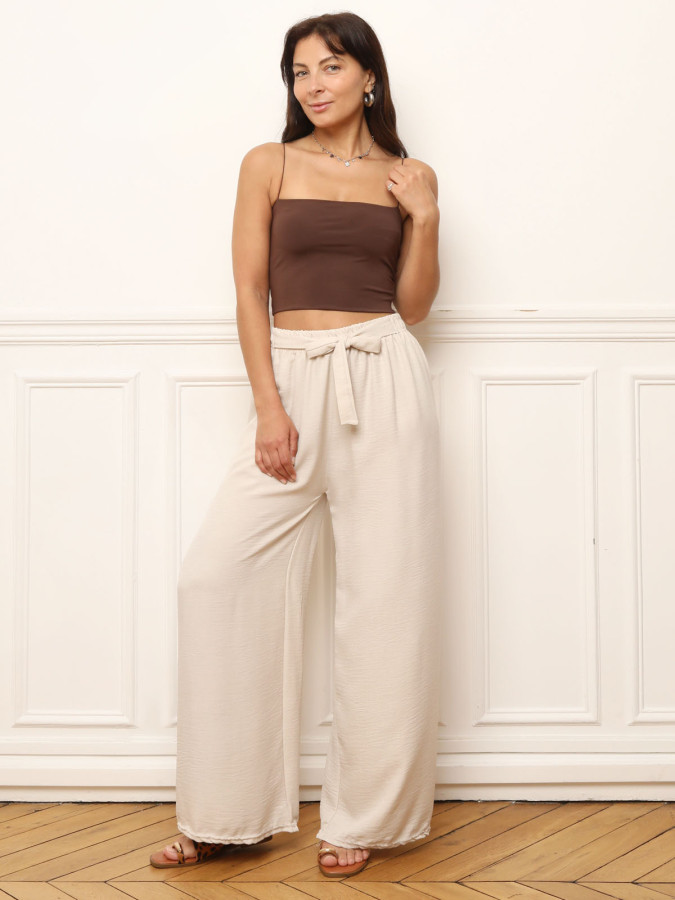 Pantalon ample beige à nouer