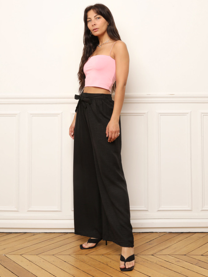 Pantalon ample noir à nouer