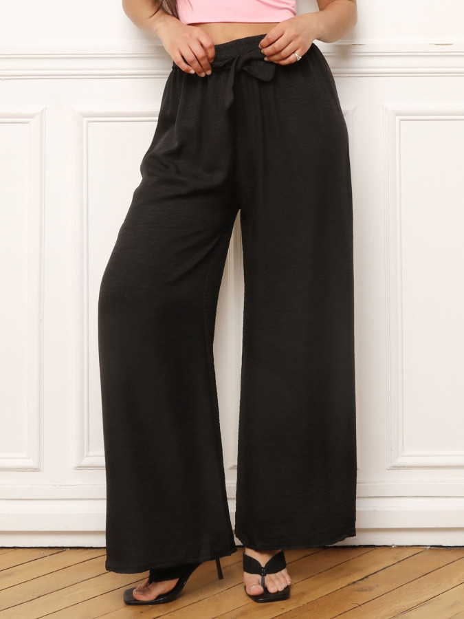 Pantalon ample noir à nouer