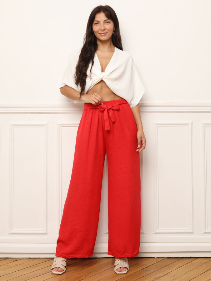 Pantalon ample rouge à nouer