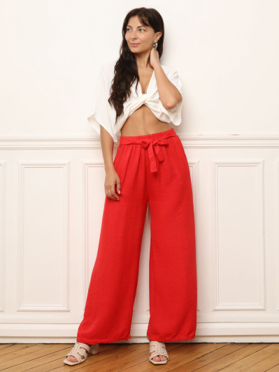Pantalon ample rouge à nouer