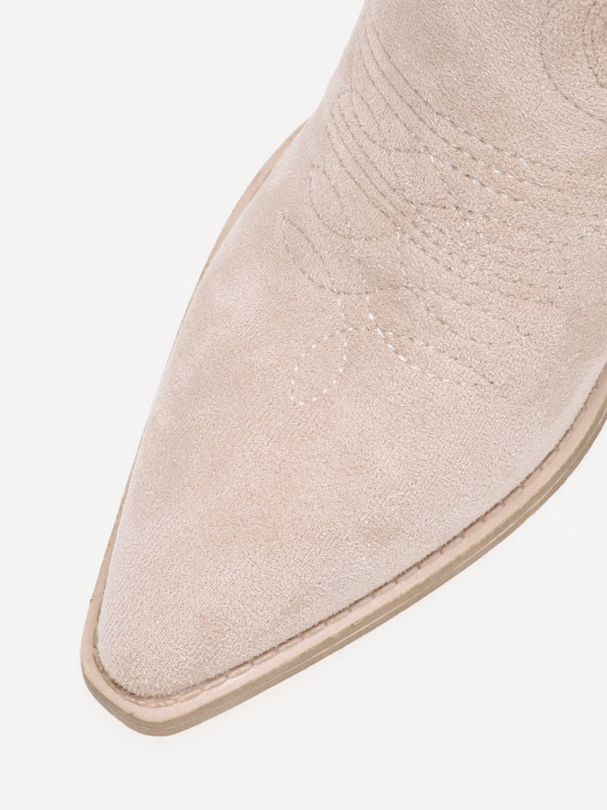 Santiags beiges mi-hautes à surpiqûres