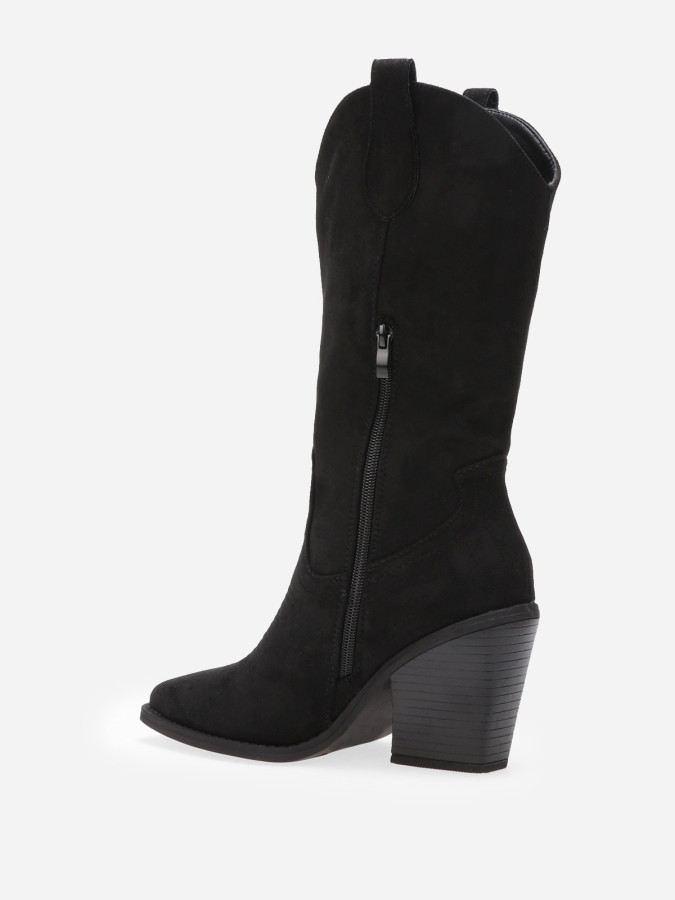 Santiags noires mi-hautes à surpiqûres