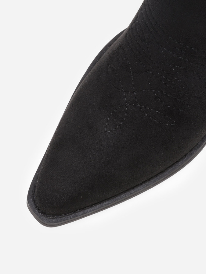 Santiags noires mi-hautes à surpiqûres