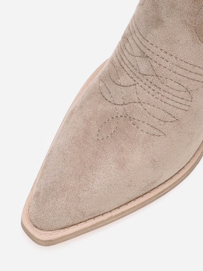 Santiags taupe mi-hautes à surpiqûres