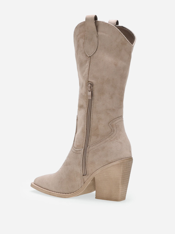 Santiags taupe mi-hautes à surpiqûres