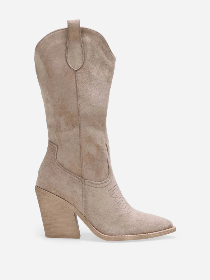 Santiags taupe mi-hautes à surpiqûres