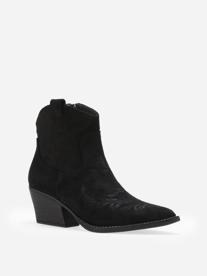 Santiags noires basses à motifs brodés