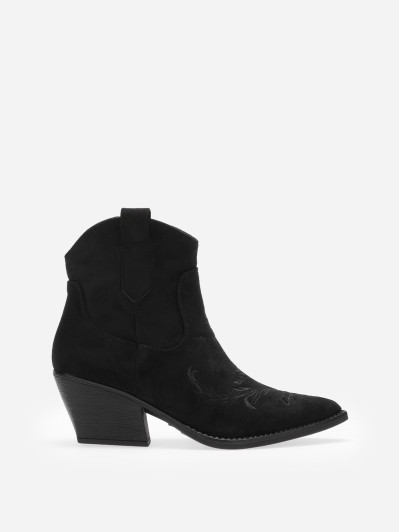 Santiags noires basses à motifs brodés