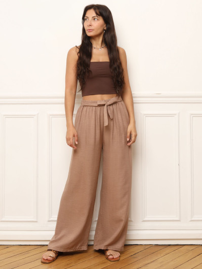Pantalon ample camel à nouer