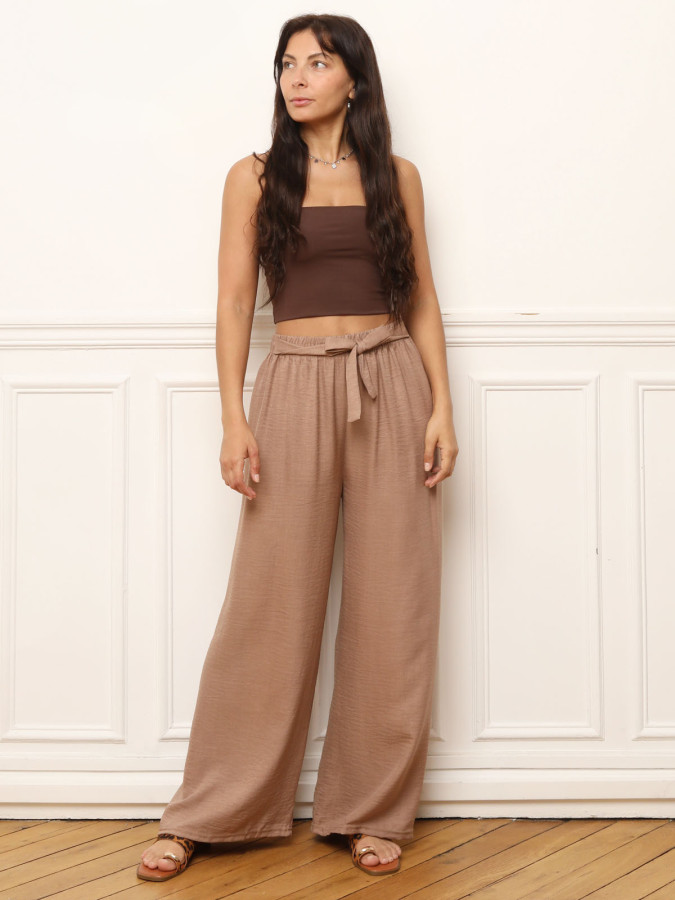 Pantalon ample camel à nouer