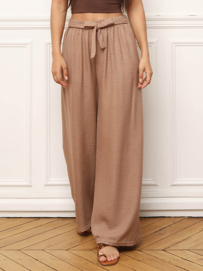 Pantalon ample camel à nouer