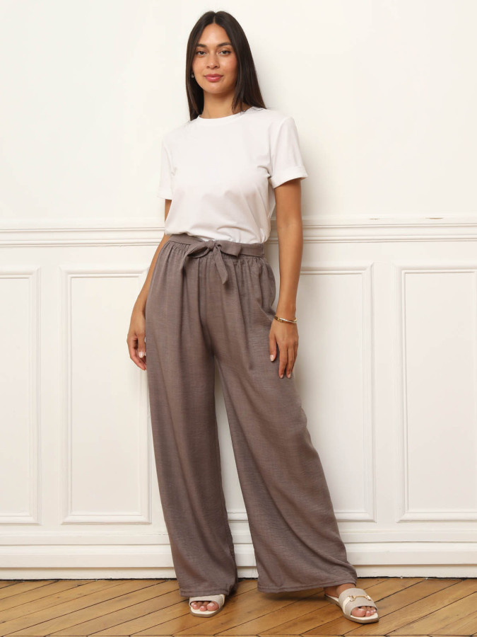 Pantalon ample marron à nouer