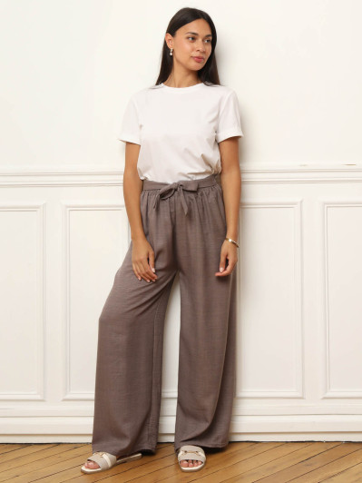 Pantalon ample marron à nouer