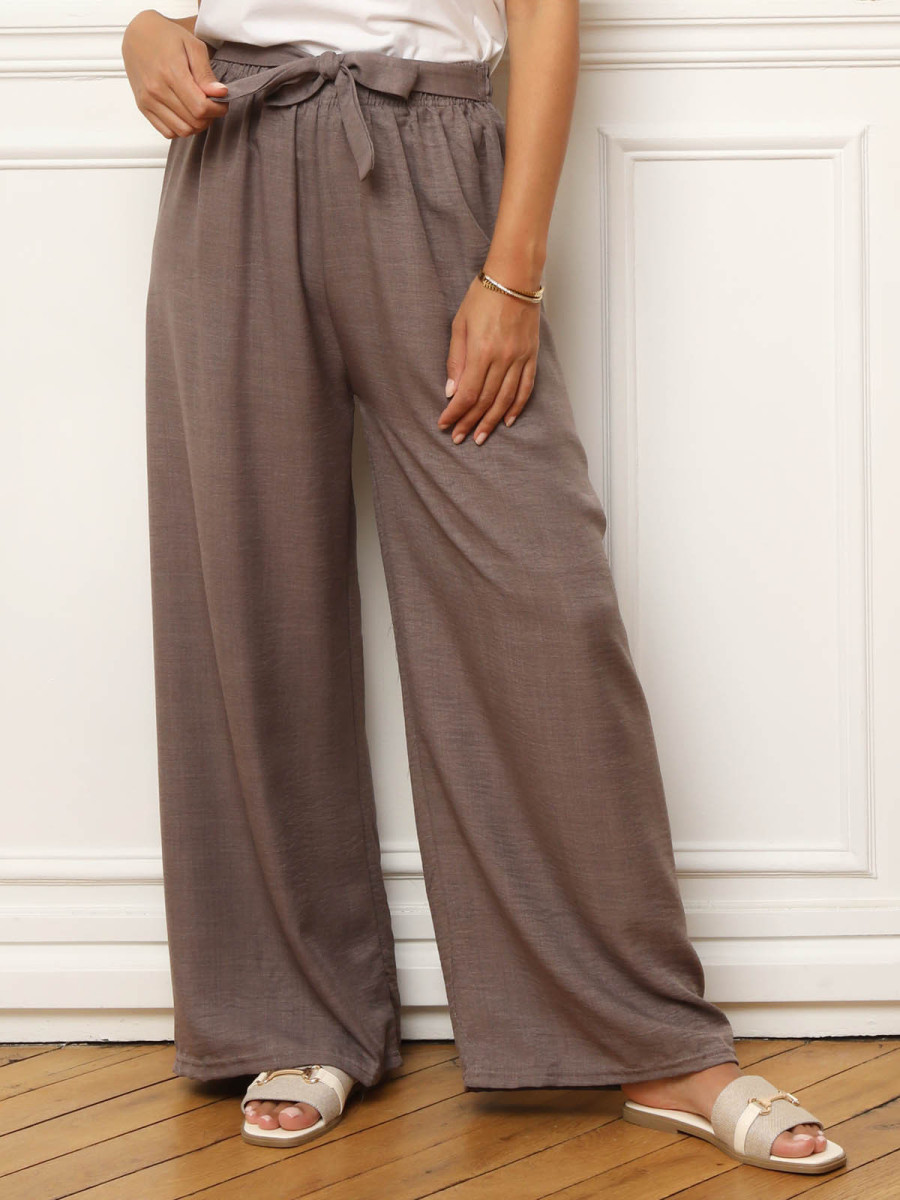 Pantalon ample marron à nouer