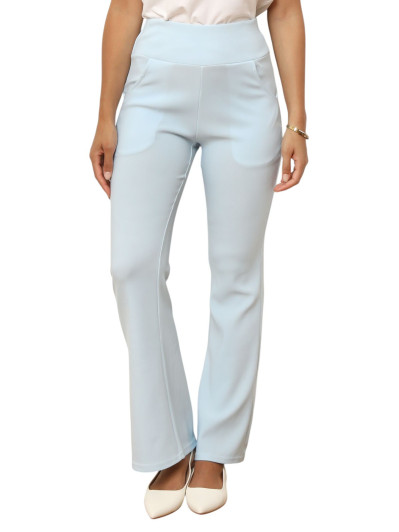 Pantalon évasé à taille haute bleu clair