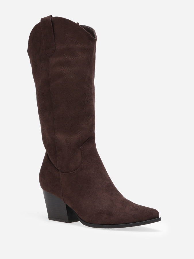 Bottes santiags en suédine à broderie