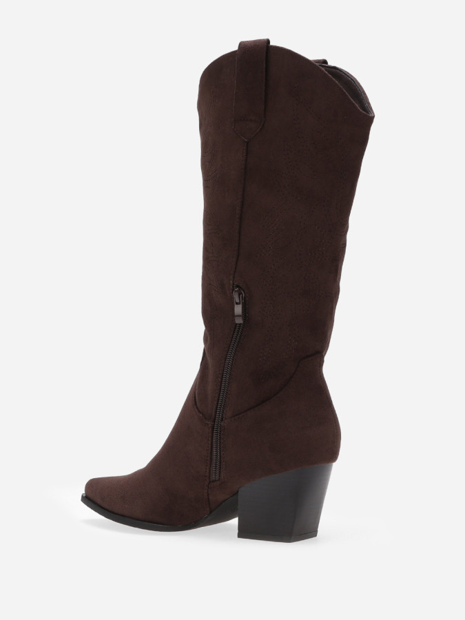 Bottes santiags en suédine à broderie