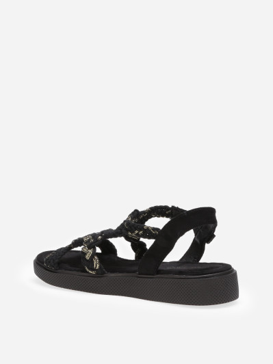 Sandales noires à plateforme et brides tressées