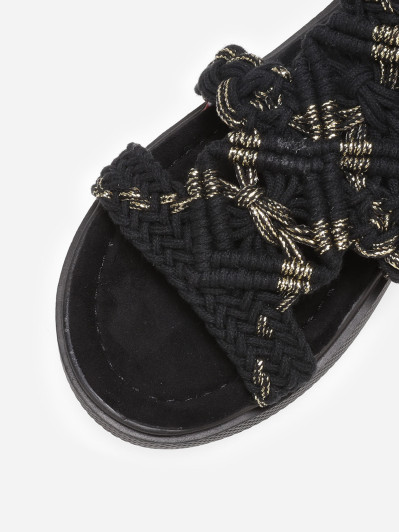 Sandales noires à plateforme et brides tressées