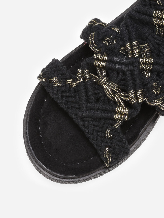 Sandales noires à plateforme et brides tressées