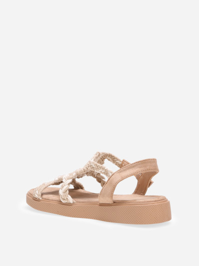 Sandales taupe à plateforme et brides tressées