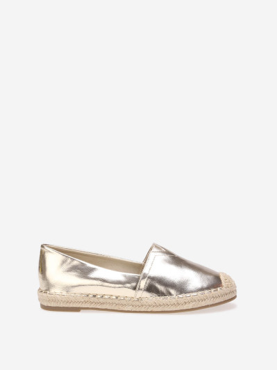 Espadrilles dorées à petite plateforme tressée
