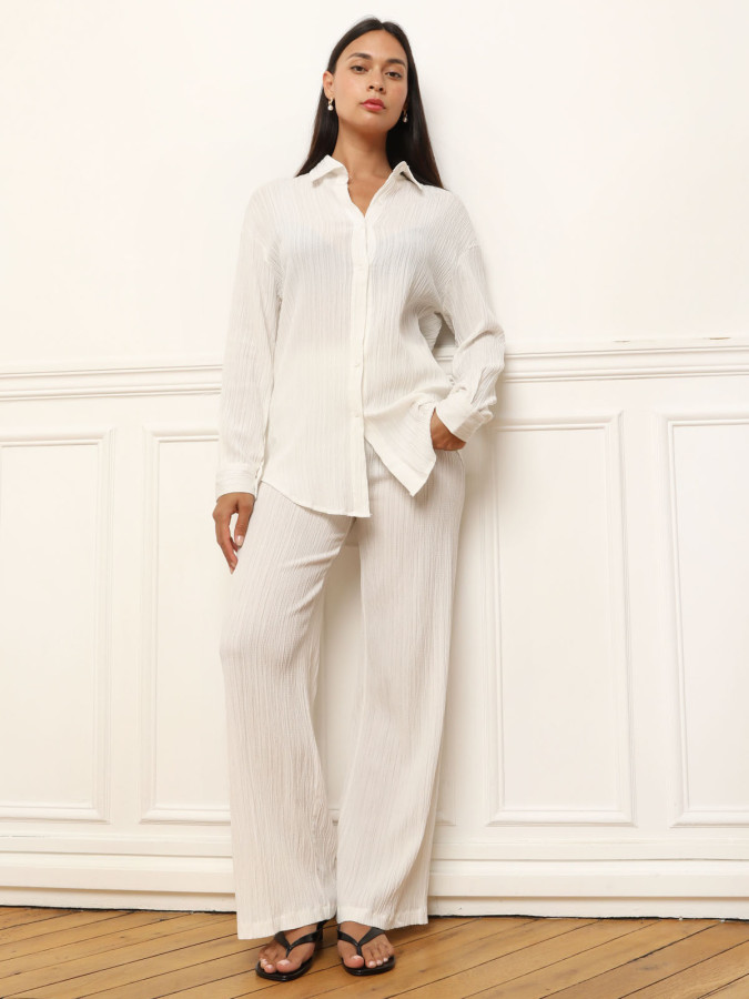 Ensemble chemise et pantalon plissés